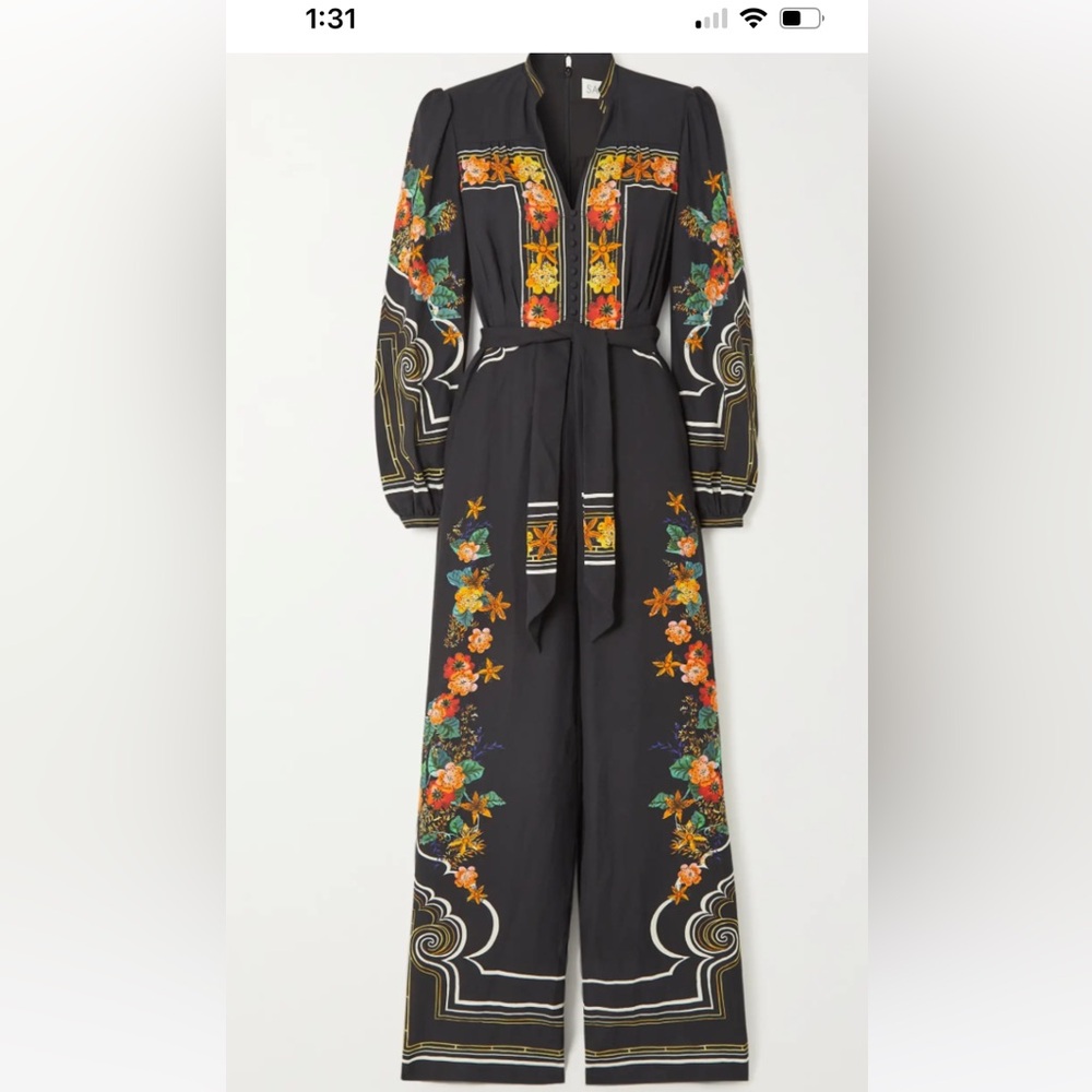 SALONI Bryce midnight blue floral crepe jumpsuit